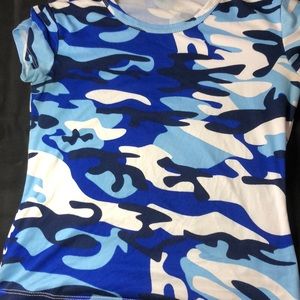Blue Camo cropped shirt